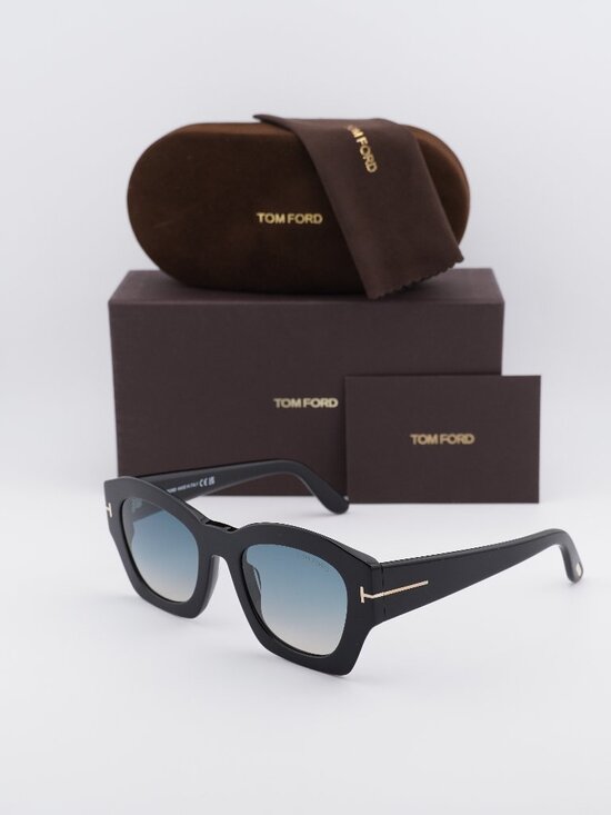 Tom Ford Guilliana FT1083 01P Square Sunglasses - Shiny Black/Green Gradient